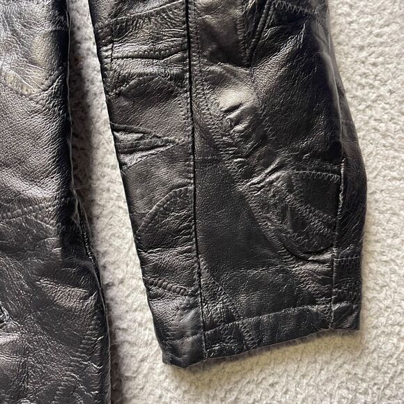 Leather Works Leather Jacket Mens Medium Black Button Front - Picture 10 of 16